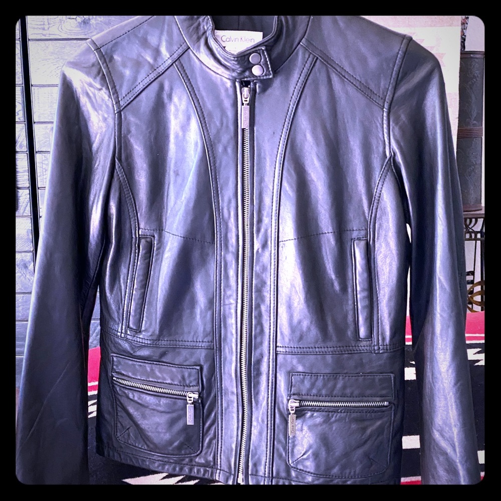 Calvin Klein black leather jacket